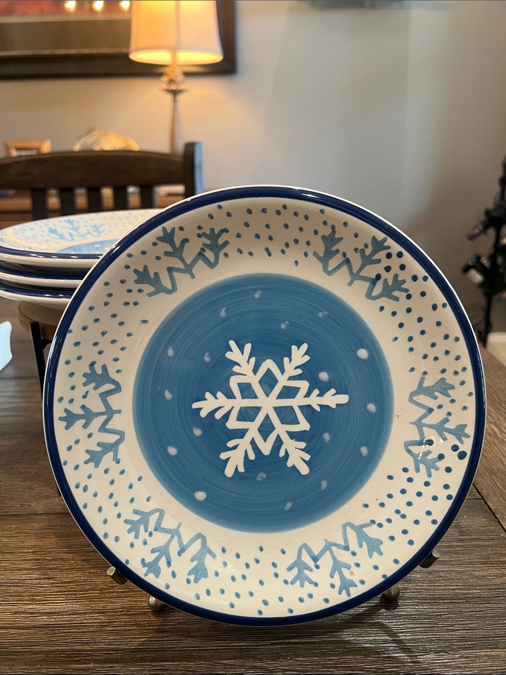 Vintage Hand Painted Dessert Plates “Holiday Sparkle” with Original Box